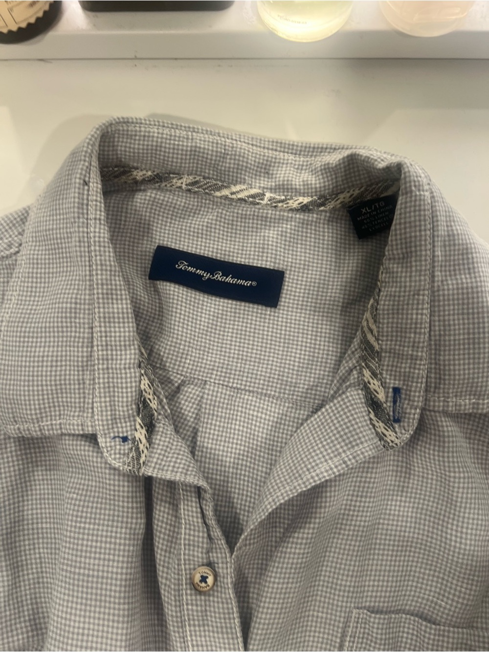 Tommy Bahama Men's Gray Micro-Check Button-Down Shirt